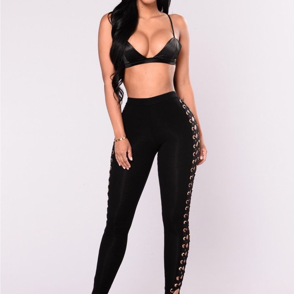 Sleek Black Lace-Up Women's Pants